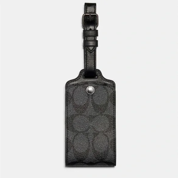 🔥 SOLD 🔥 NWT Black Coach leather luggage tag - Picture 1 of 5